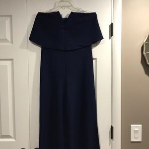 LuLus Navy Deep-V jumpsuit Size Large